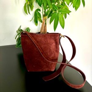 Madewell Mini Bucket Tote in Suede (Chocolate Raisin)
